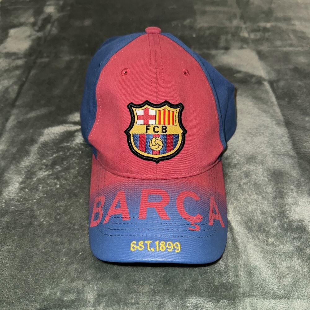 FC Barcelona Cap OS Red Blue Cotton Soccer Football Adjustable Strapback Hat